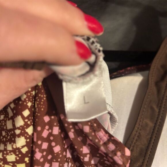 Amazon Women's Bikini Top L Brown Red Floral Swimwear tankini - Picture 4 of 7